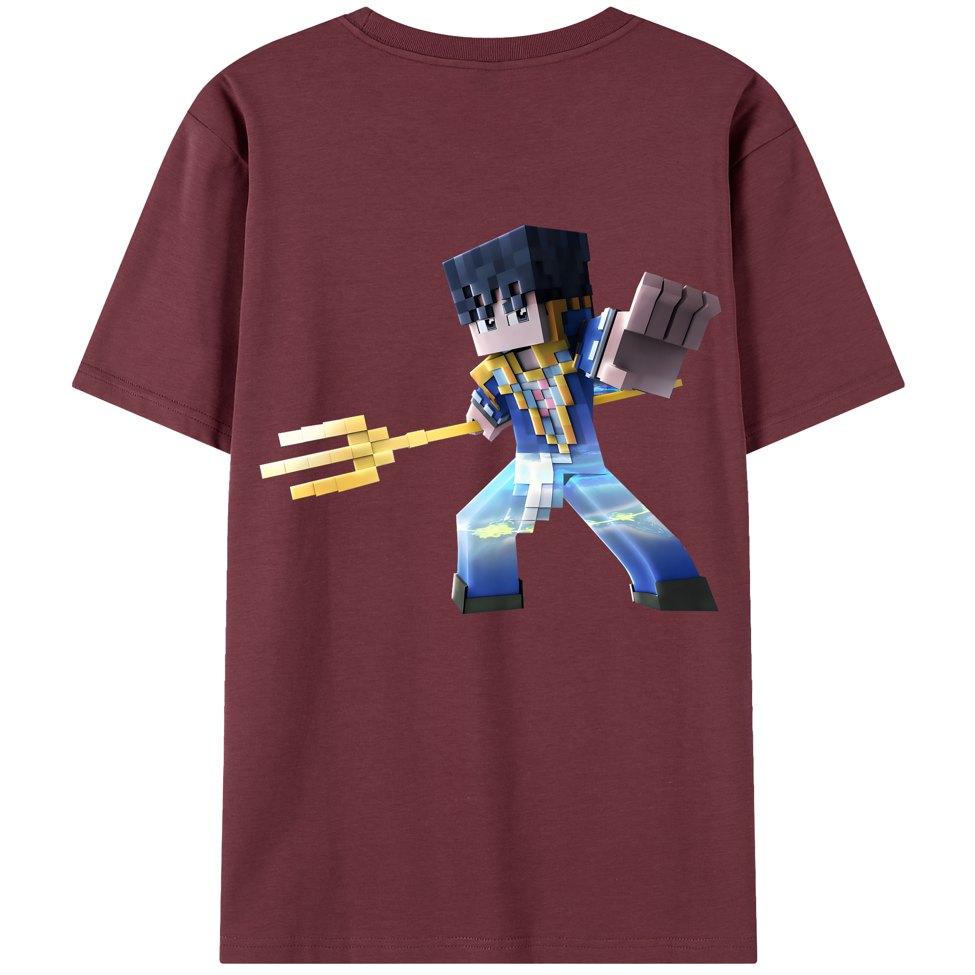 （画像用） マインクラフト ブロックの世界 Minecraft MC Block world 綿100％半袖Tシャツ（背面プリント）